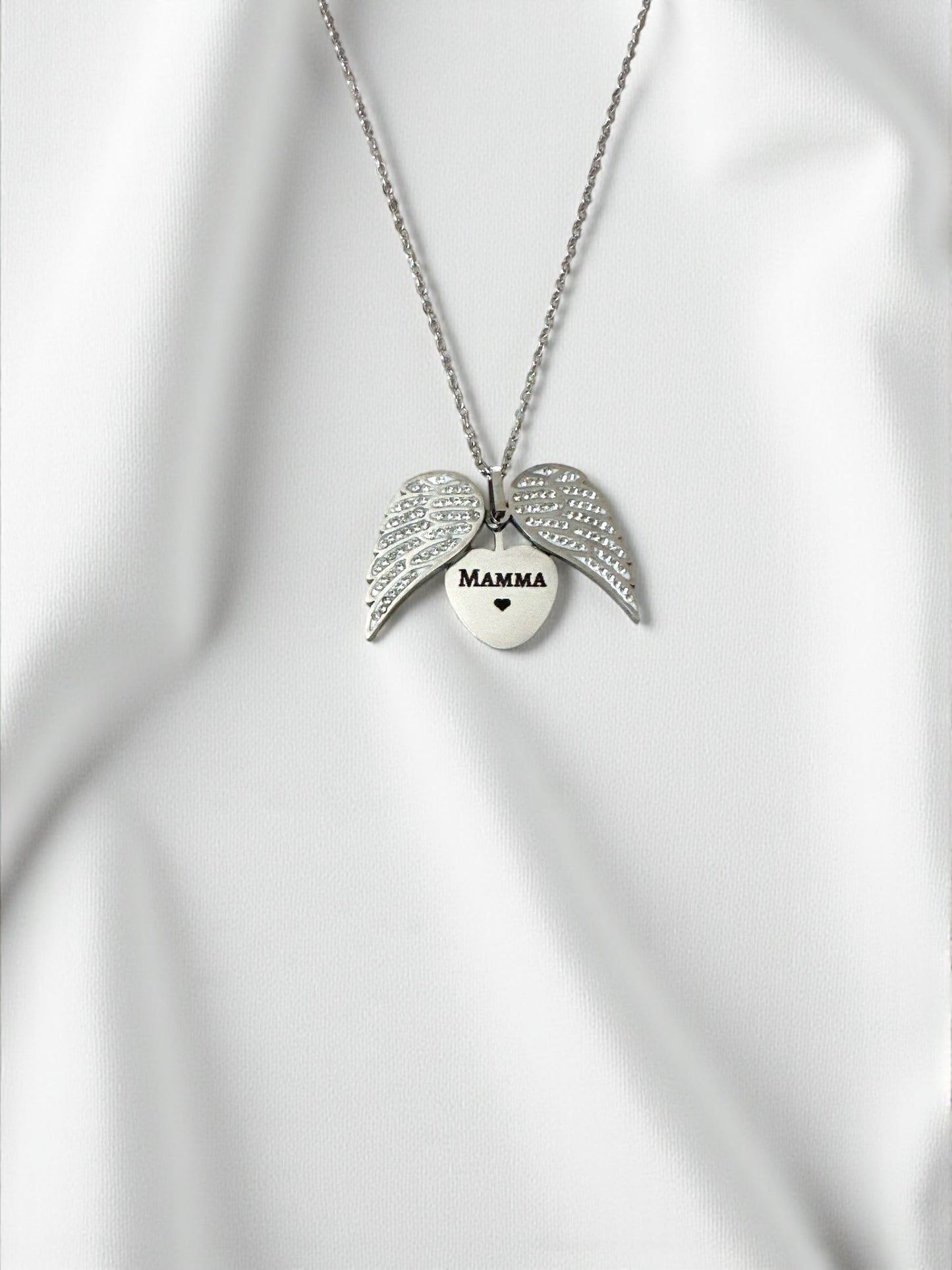 Collana Con Ali Silver Personalizzabile
