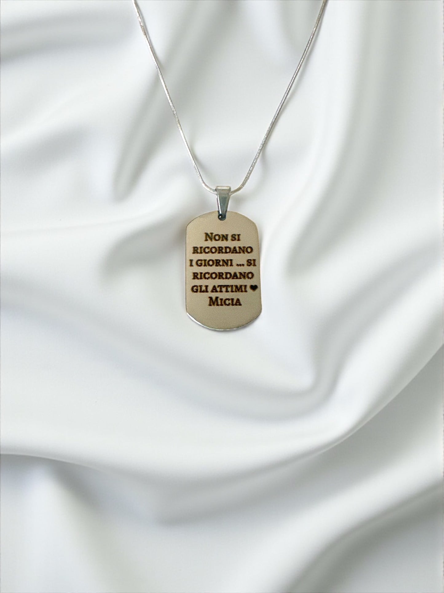 Collana Targhetta Silver Personalizzabile