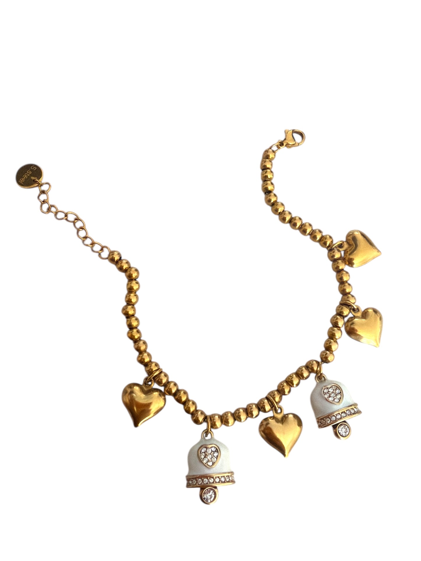 Bracciale Campanellina con ciondoli sonori gold campane bianche
