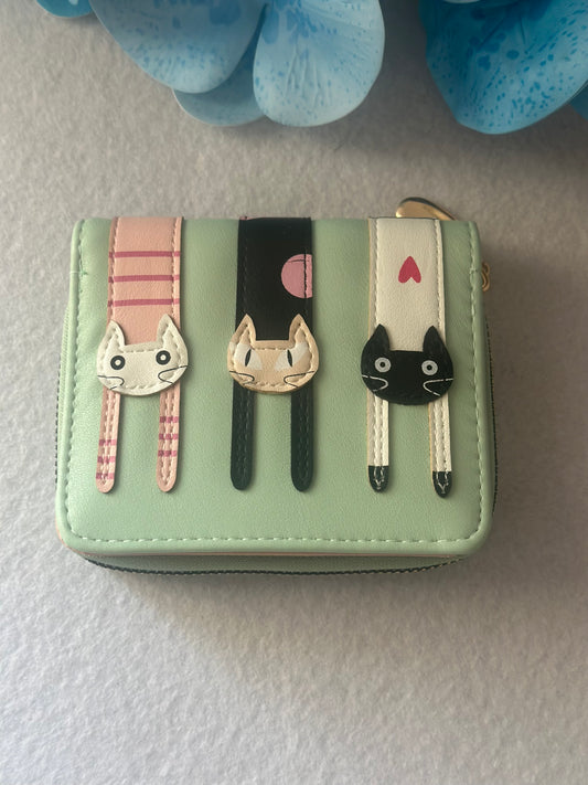 Portafoglio Cat Pastel Green