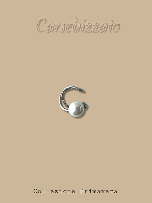 Ear Cuff Pearl Silver