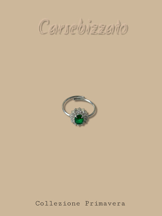 Anello Smeraldo Silver