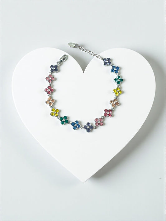 Bracciale TennisFiori Arcobaleno Silver