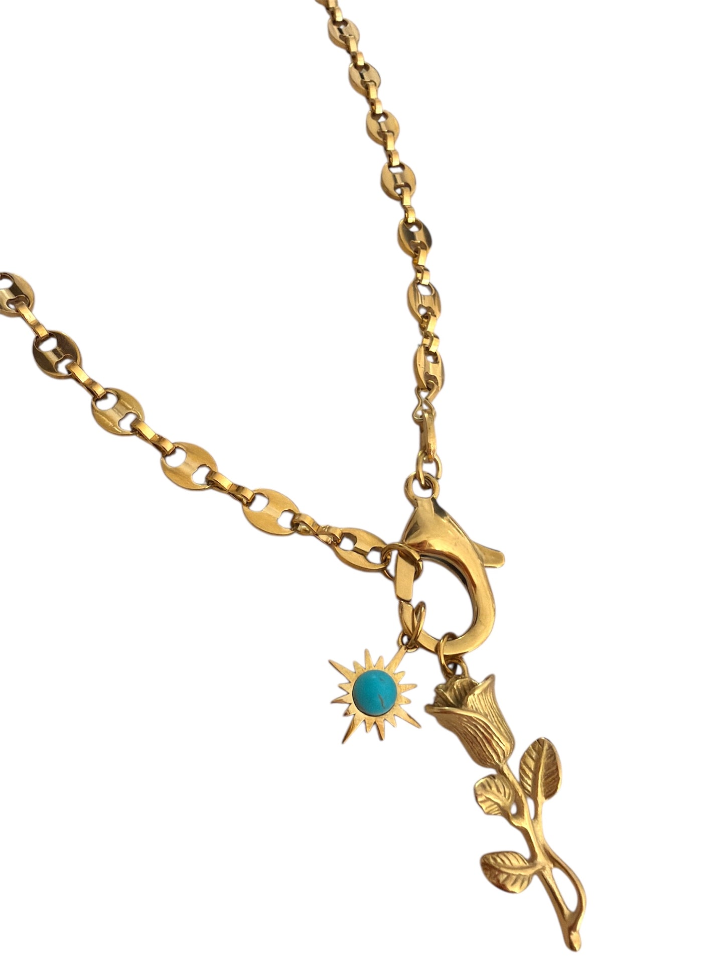 Collana Chicchi di Caffè Gold con due charm